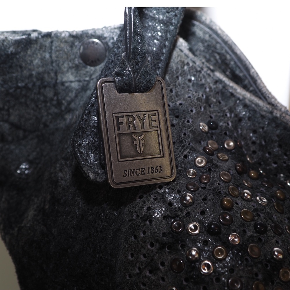RARE Frye Deborah Studded Slate Gray Leather Bag